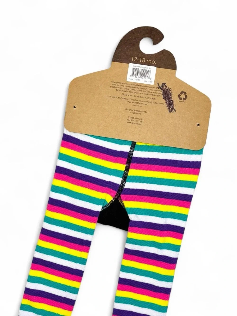 NWT Lazy One SZ (12-18M) Striped Unicorn Leggings